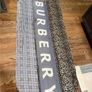 Burberry Leopard Print Silk Scarf in Black and Tan NWT